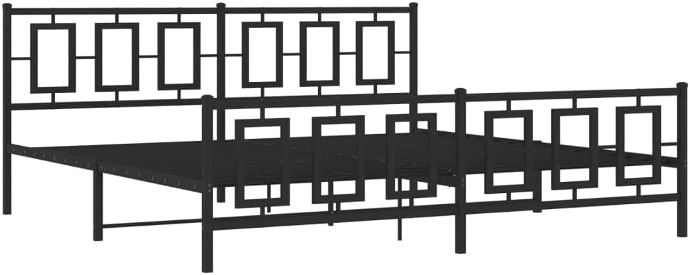 Metal Bed Frame with Footboard Black King Size Steel Platform Bed Frame Heavy Duty Bedframe with Underbed Storage for Bedroom Furniture