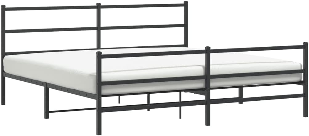 Metal Bed Frame King Size Black Steel Platform Bedframe with Footboard and Underbed Storage Space Sturdy Heavy Duty Bed Base for Bedroom Guest Room Home Furniture