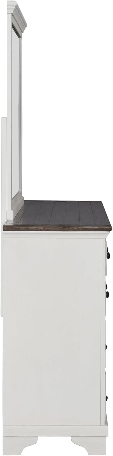Furniture of America Roden Modern Solid Wood 5-Piece Bedroom Set with Storage Footboard, USB Chargers on Nightstand, Drop Handle Pulls, No Box Spring Needed, King, White
