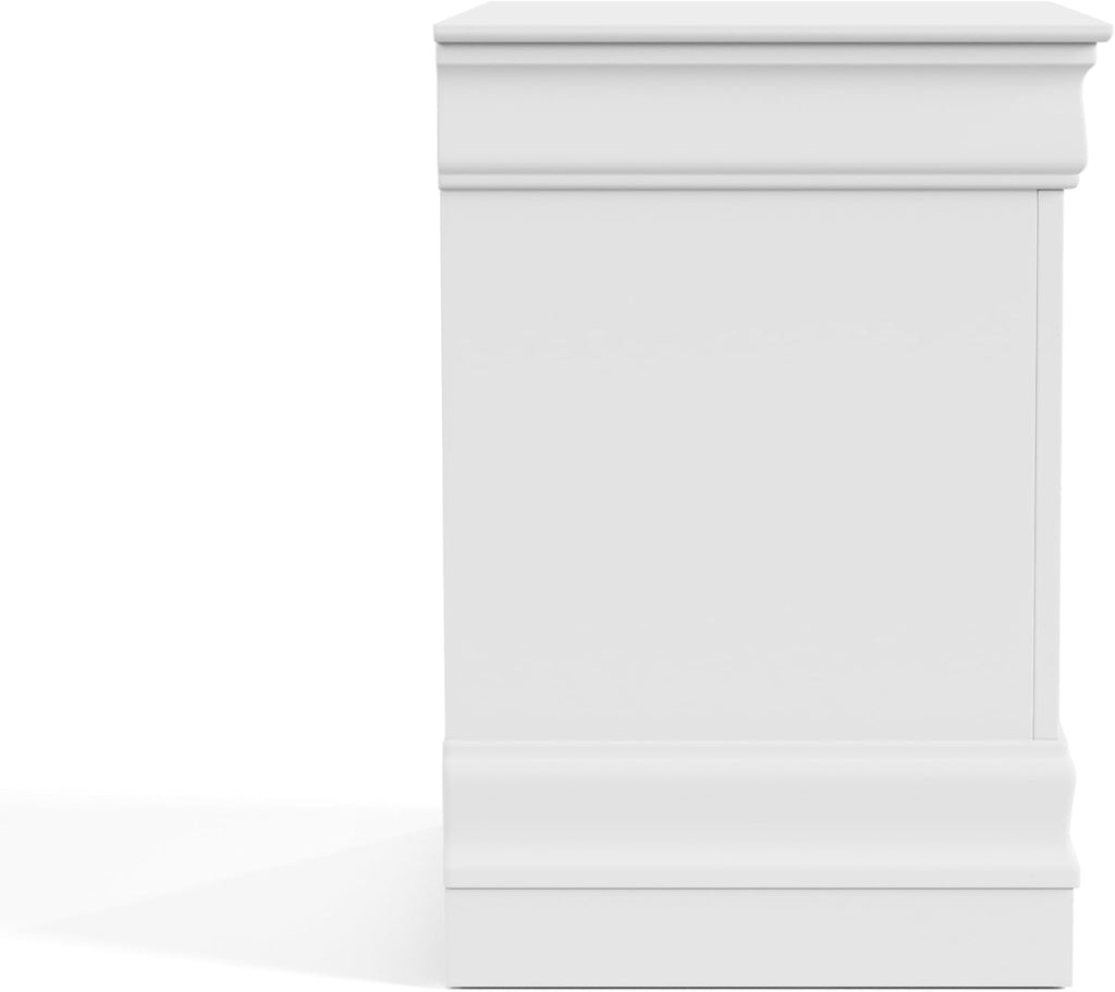 Furniture of America Arabella Traditional Solid Wood 5 Piece Bedroom Set with King Bed Frame, Nightstands, Dresser with Mirror, Storage and Organization, Bedframe Box Spring Needed, White