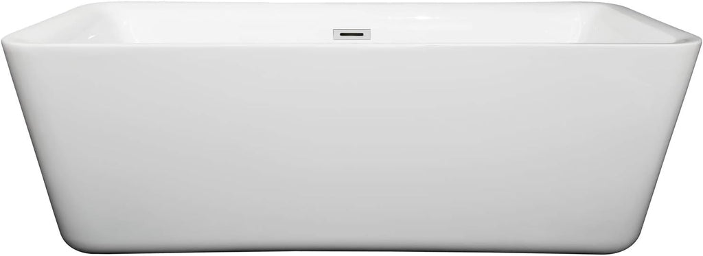 Emily 69 inch Freestanding Bathtub in White with Polished Chrome Drain and Overflow Trim