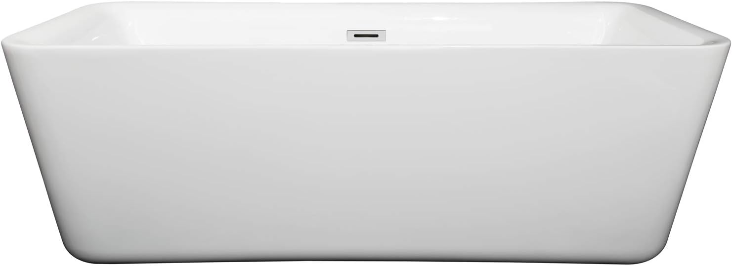 Emily 69 inch Freestanding Bathtub in White with Polished Chrome Drain and Overflow Trim