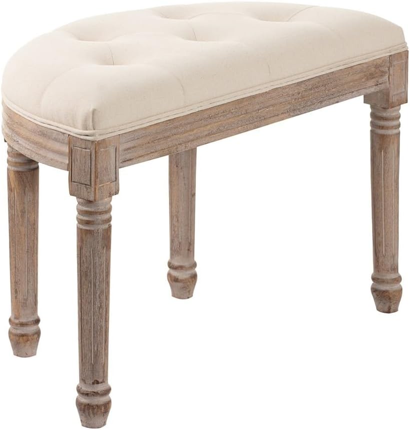 Vintage Piano Stool,Half Moon Bench - Vanity Seat/Dressing Stool/Make Up Chair/Entryway Vintage Bench/French Bench