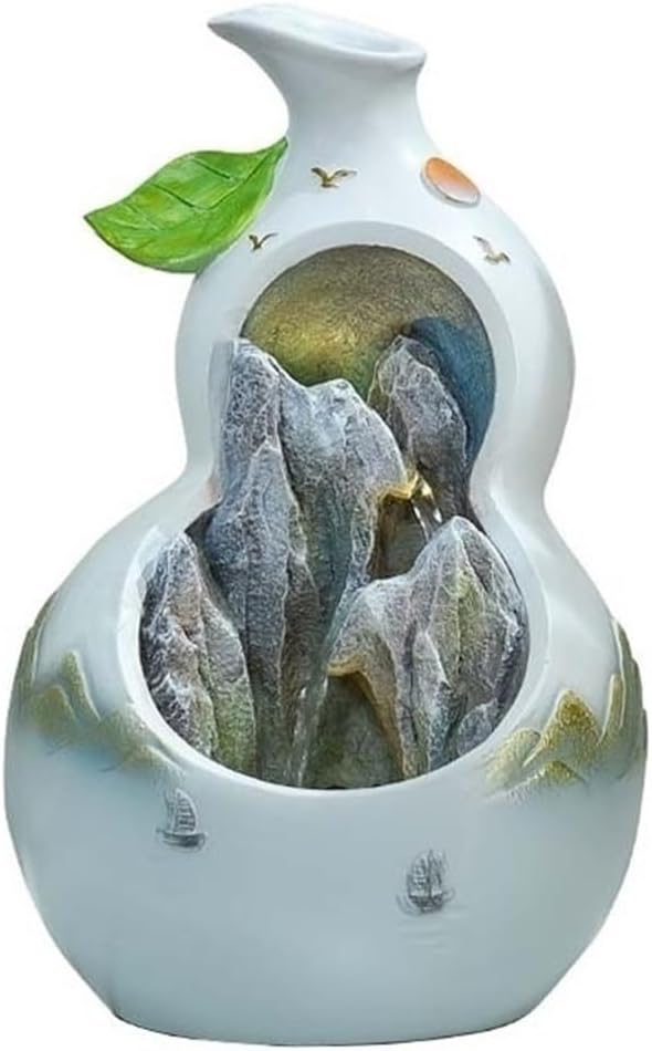 Tabletop Fountain Decorative Indoor Fountain Meditation Gurgling Water Fountain Home Office Decor(Green)