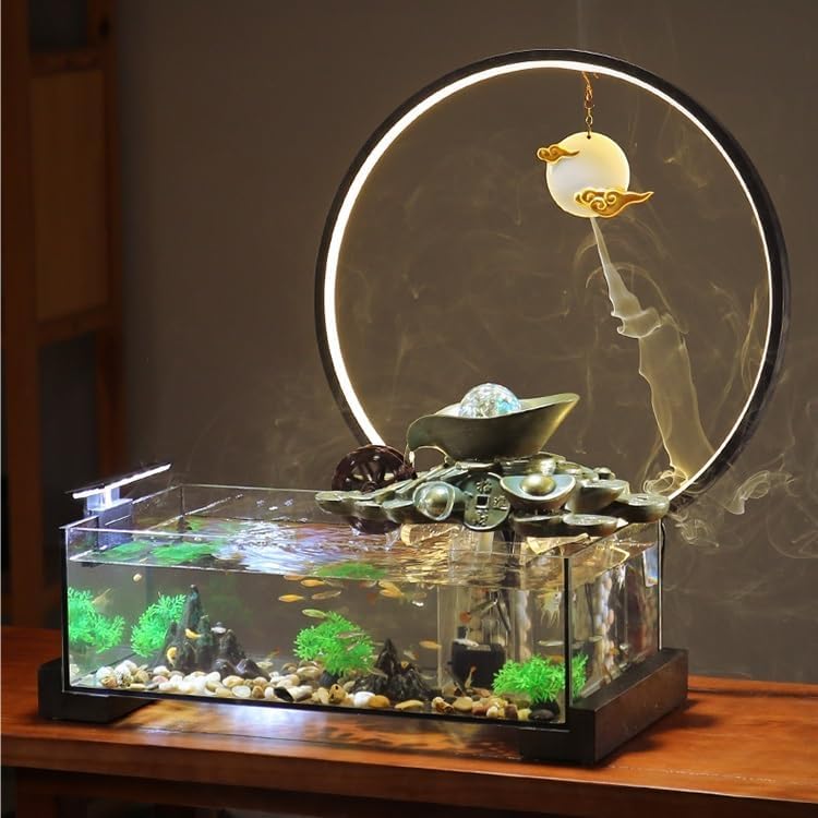 Tabletop Fountains Fish Tank Water Ornaments Living Room Household Circulating Water Fountain Creative Decoration Office Desktop Water Fountain Table Top Fountains Indoor