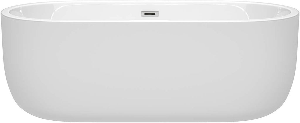 Juliette 67 inch Freestanding Bathtub in White with Polished Chrome Drain and Overflow Trim
