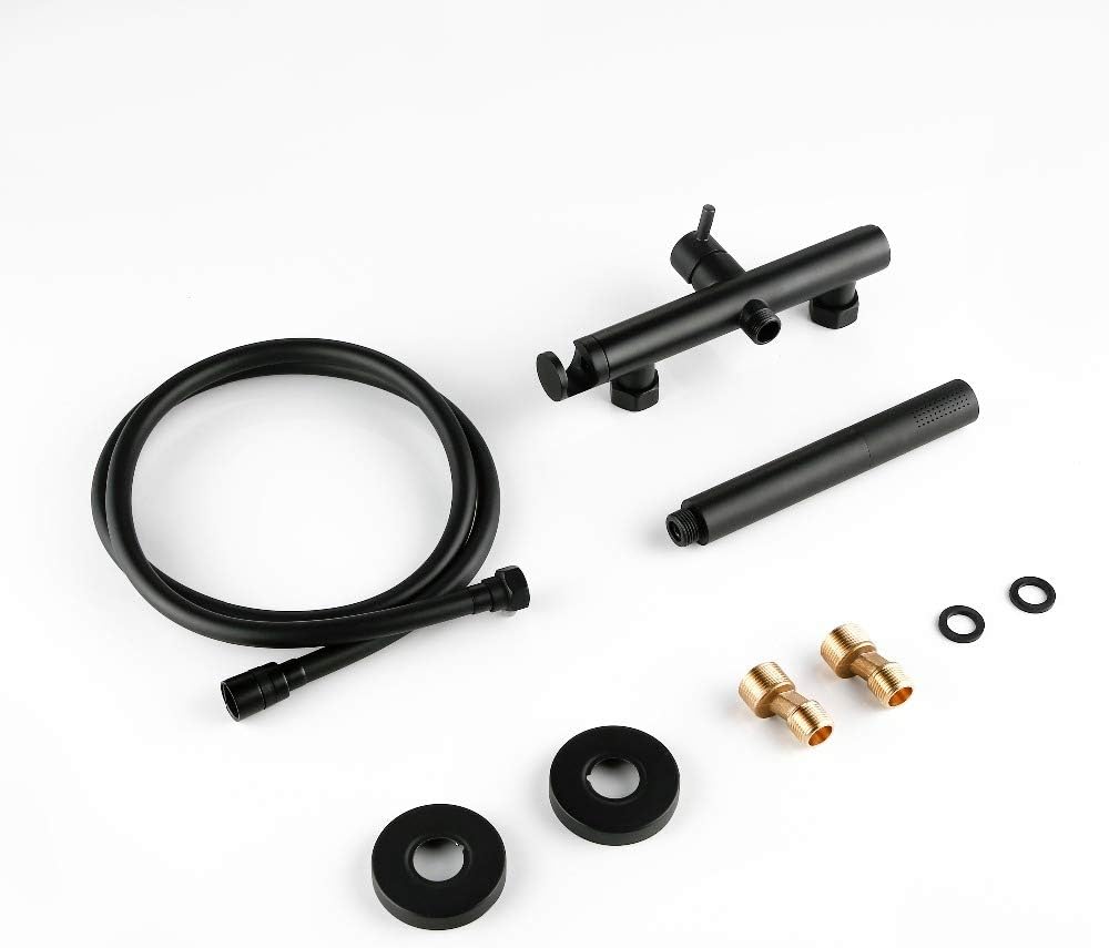 Matte Black Bathroom Shower Set Bathroom Brass Wall Mounted Faucet Wall 2 Ways Shower Handheld Spray Sets
