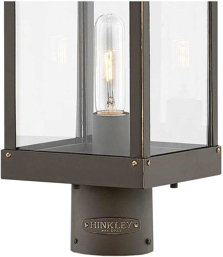 Hinkley Porter 22.75' Outdoor Single Light Low Voltage Post Mount Lantern – Clear Glass, 12V Bulb Included, Pathway Driveway Landscape, Pier Mount Compatible, Post Sold Separately – Oil Rubbed Bronze