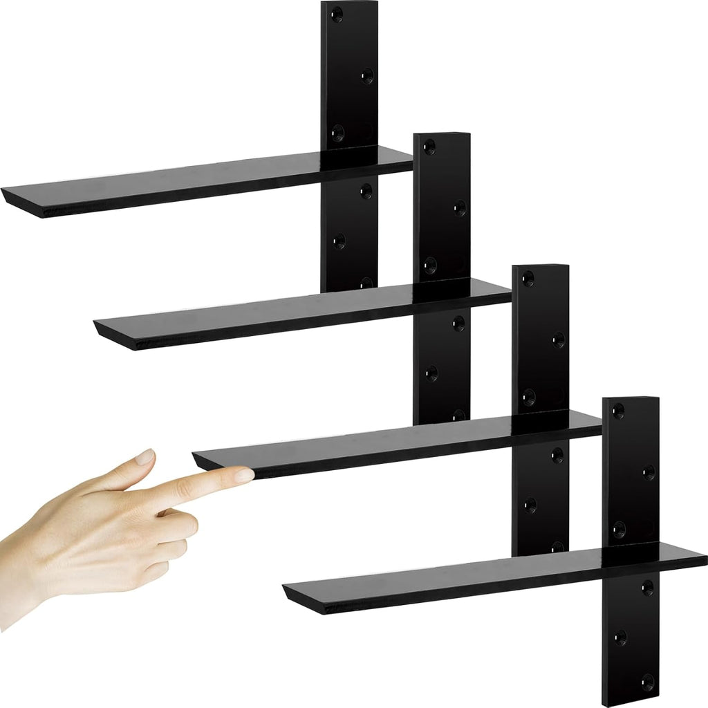 3/8' Thick Heavy-Duty Floating Shower Bench Brackets -18' L x 2.5' W Wall Mount Bracket, Free Hanging T Shelf Support Brackets for Vanity, Granite Countertops, Dishwashers,Bench Seats (4-Pack)