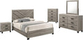 Furniture Rustic Charm Bedroom Set with Chevron Panel Headboard