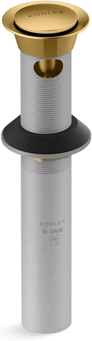KOHLER K-25322-2MB Bathroom Sink Clicker Drain with Tailpiece & Overflow, Premium Durable Metal, Corrosion Resistant, Vibrant Brushed Moderne Brass