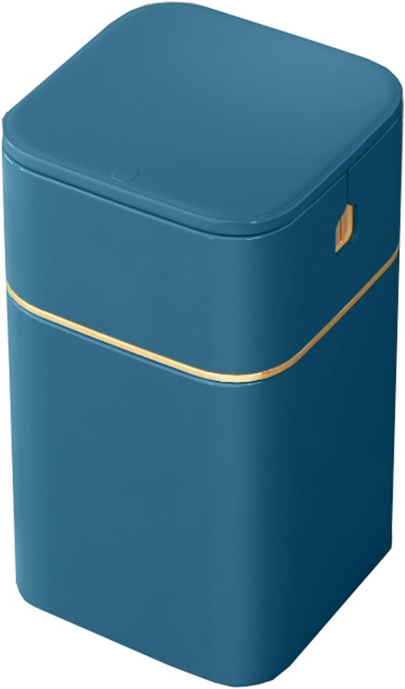 Kitchen Garbage Can Trash Can,Nordic Style Seal Press for Kitchen Bathroom Office Storage Bucket Dustbins Accessories with Lid Garbage Deep Green Deep Blue 15L Wastebasket (Color : Deep Blue)