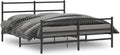 Metal Bed Frame with Footboard Black Queen Size Steel Platform Bed Frame for Mattress Support Underbed Storage Space Bedroom Furniture