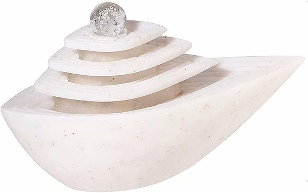 Tabletop Fountain Indoor Tabletop Water Fountain with LED Lights Rolling Ball Relaxation Zen Cascading Feng Shui Waterfall Home Decor Table Centerpiece, Small Desktop Size, White