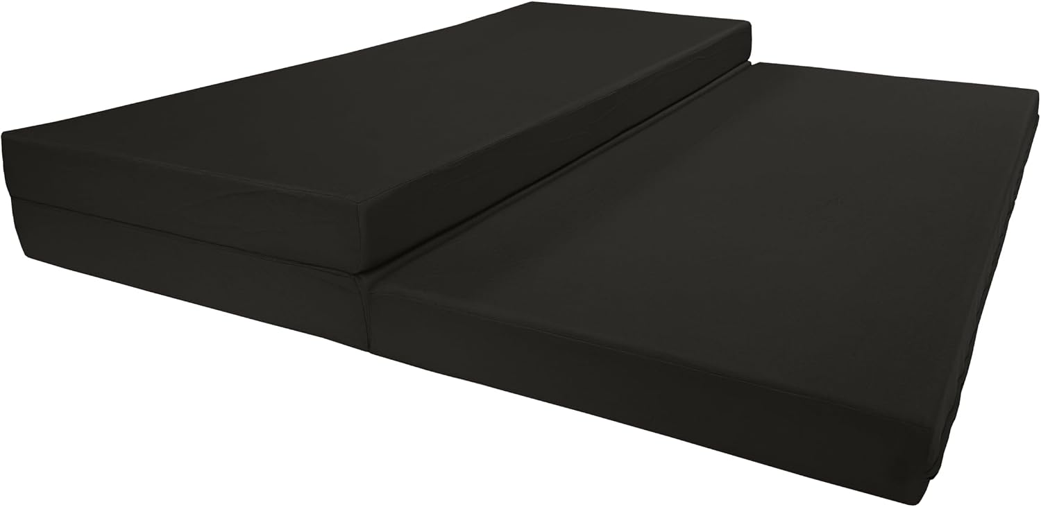 D&D Futon Furniture Portable Trifold Mattress, Foldable Foam Mattresses Small Space Saving Guest, Floor Fold Out Bed Ottoman, 4 inch Folding Cushion Pad Camping RV (Full Size 4x54x75, Black)