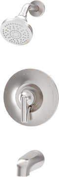 Symmons Birch HydroMersion Single Handle Tub and Shower Faucet Trim Kit with Volume Control in Satin Nickel - S5992STN15TRM