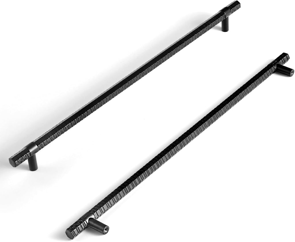 Goo-Ki 12.6'' (320 MM) Hole Centers Matte Black T Bar Cabinet Pulls-Affordable Luxury Zinc Alloy Cabinet Handles with Knurled/for Dresser and Cupboard,6 Pack…