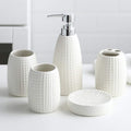 Lotion Dispenser 5 Piece Ceramics Bathroom Accessory Set, Toothbrush Holder, Liquid Soap Dispenser, Soap Dish, 2 Tumblers ，Bathroom Accessories Set Countertop Soap Dispensers (Color : White)