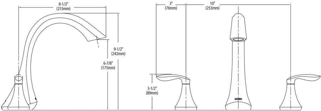 Moen Eva T943BN Two-Handle Roman Tub Faucet Trim Kit, Brushed Nickel Finish, Deck Mount 3-Hole Installation, Valve Required
