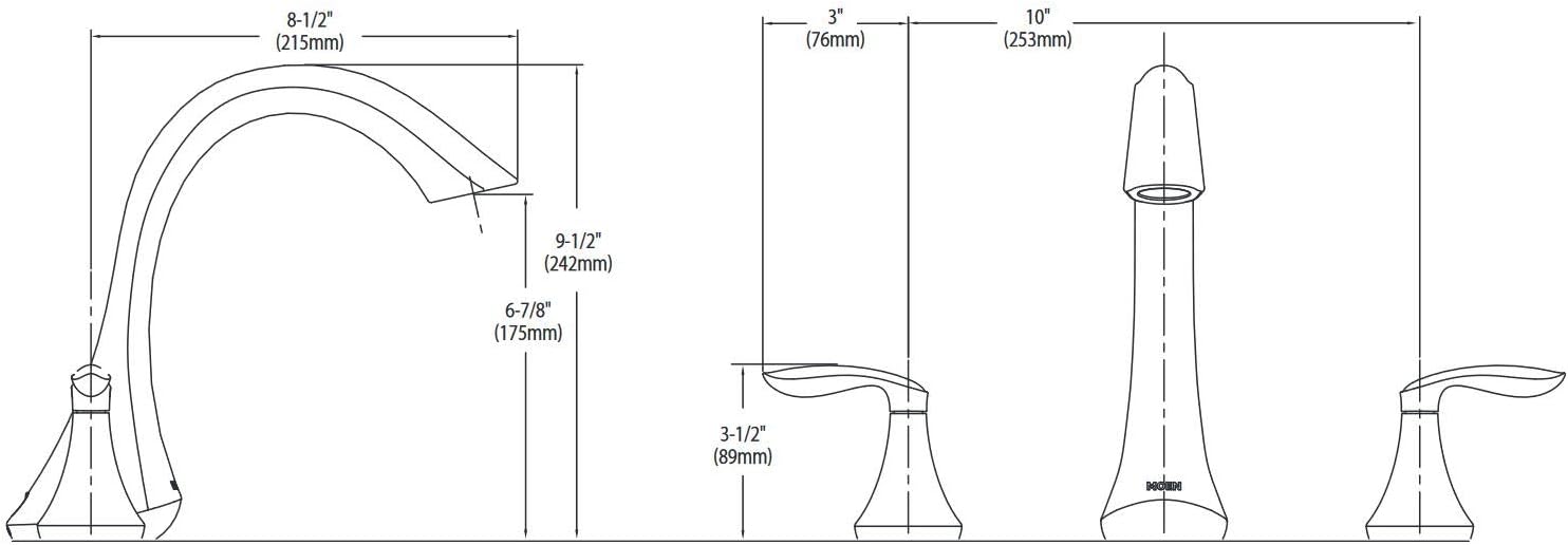 Moen Eva T943BN Two-Handle Roman Tub Faucet Trim Kit, Brushed Nickel Finish, Deck Mount 3-Hole Installation, Valve Required