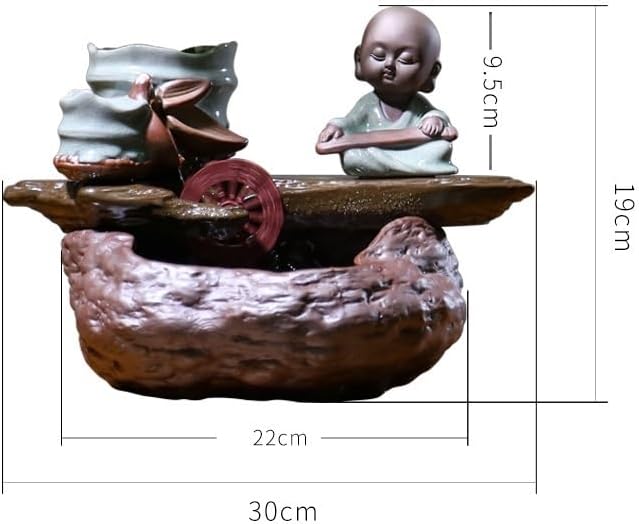 Tabletop Fountains Chinese Style Water Ornaments Circulating Water Flow Desktop Fountain Office Desktop Atomizing Humidifier Indoor Tabletop Water Fountain(A)