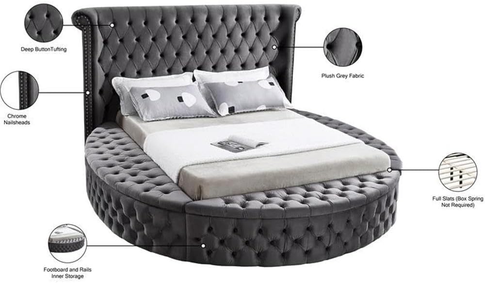 Home Square 3-Piece Set with Luxus Gray Velvet Queen Bed & 2 Bali Nightstands