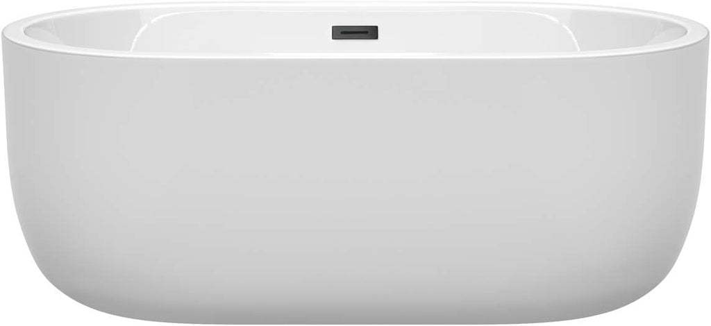 Juliette 60 Inch Freestanding Bathtub in White with Matte Black Drain and Overflow Trim
