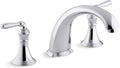 KOHLER T398-4-CP Devonshire Deck Mount Bath Faucet Trim, 3-Hole 2-Handle Bathtub Faucet, Nondiverter Spout, Polished Chrome