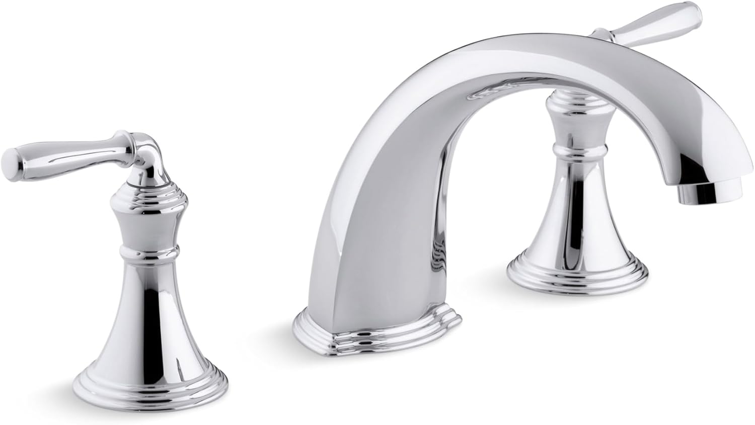 KOHLER T398-4-CP Devonshire Deck Mount Bath Faucet Trim, 3-Hole 2-Handle Bathtub Faucet, Nondiverter Spout, Polished Chrome