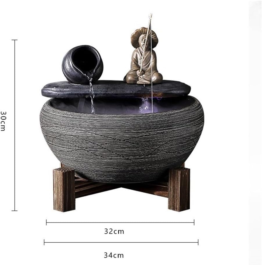 Tabletop Fountain Ceramic Fish Tank Tabletop Water Fountain, Home Décor Soothing Sound Machine for Office Tabletop Water Fountain
