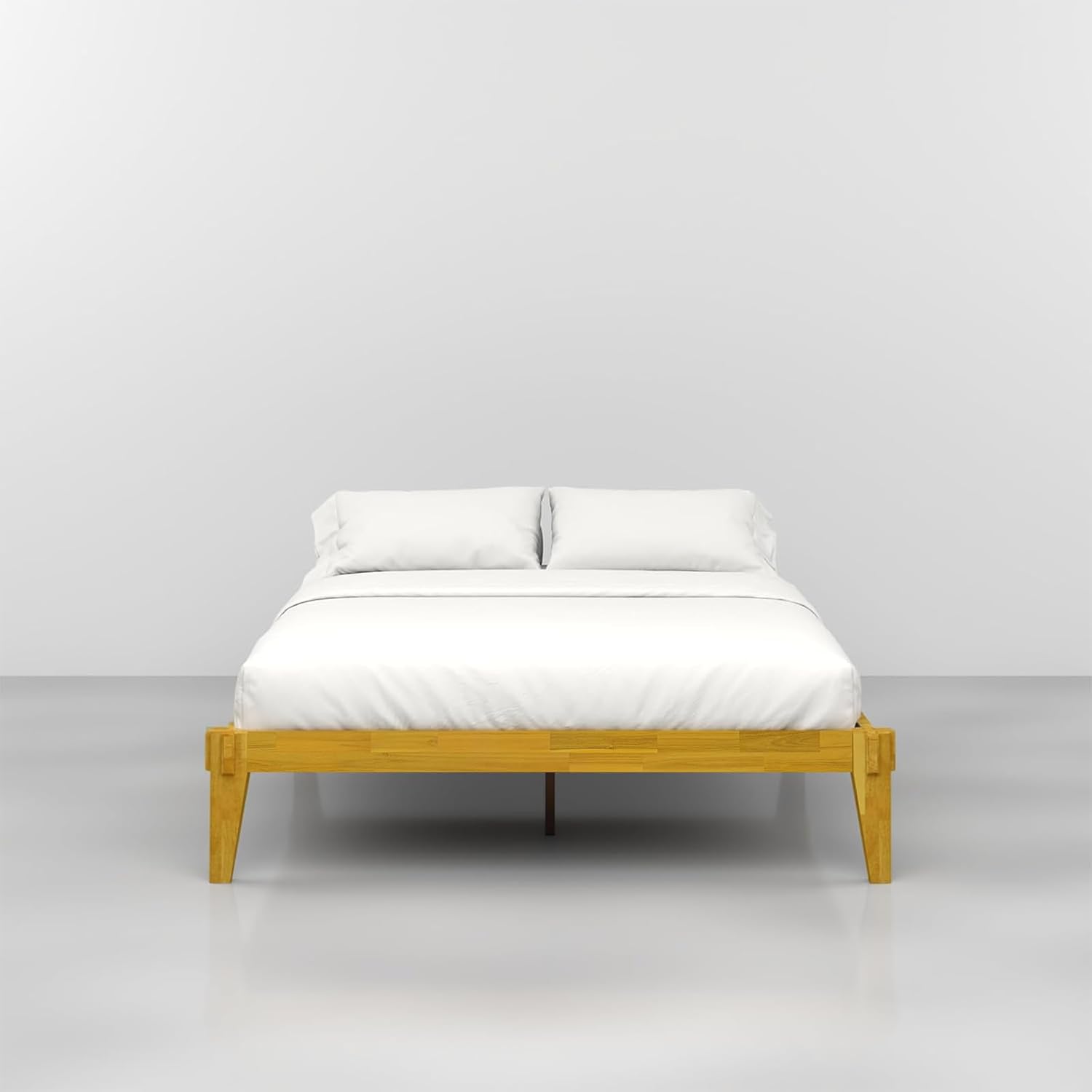 Bme Chalipa 14' Queen Bed Frame - Solid Wood Platform Bed - Japanese Joinery Bed Frame - Wood Slat Support - No Box Spring Needed - Easy Assembly - Minimalist & Modern Style, Golden Natural