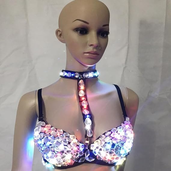 Nightclub Ds Sexy LED Bra Colorful Flash Diamond DJ Singer Dance Light-up Bra Event&Party Supplies Multicolor