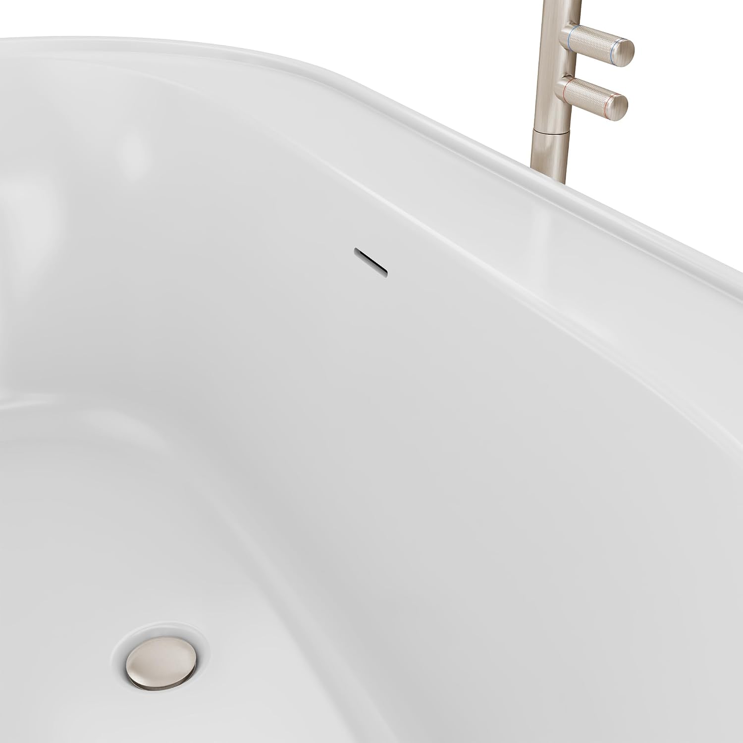 DreamLine Essence 65 3/8 inch L x 36 1/4 inch W x 23 5/8 inch H Freestanding Acrylic Bathtub with Brushed Nickel Drain