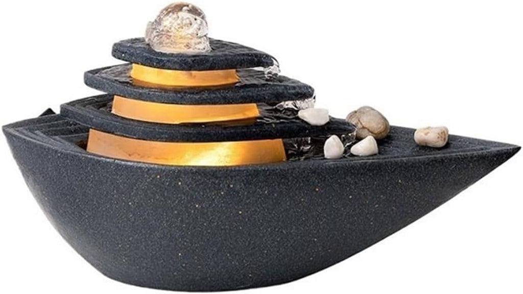 Tabletop Fountain Indoor Tabletop Water Fountain Rotating Ball Waterfall for Home Office Decor(Black)