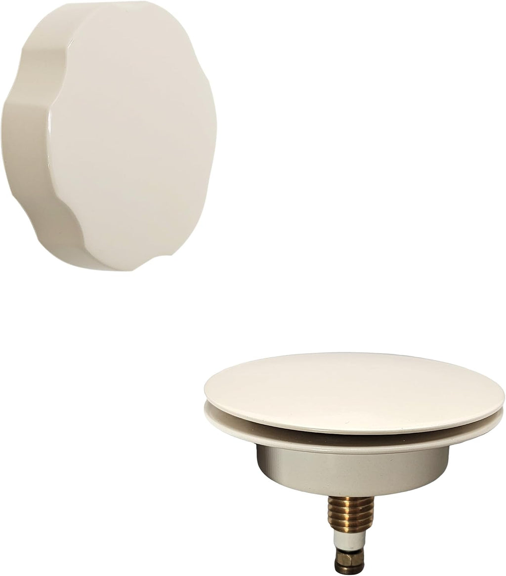 Westbrass A50A35-65 35' SCH. 40 ABS Cable Driven Bath Drain Trim Kit with Rotary Overflow Cover Knob and Pop-Up Stopper, Biscuit