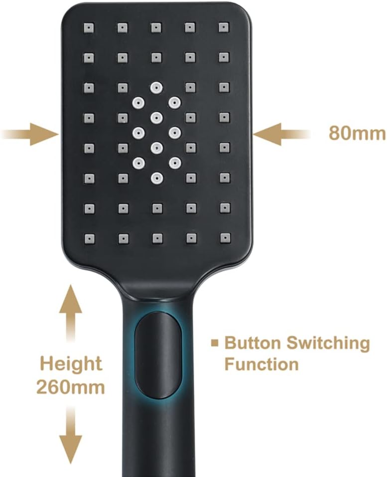 Shower Slide Bar with 3 Functions Handheld Shower,Black 304 Stainless Steel Handheld Shower Wall Mounted Adjustable Holder Set for Bathroom