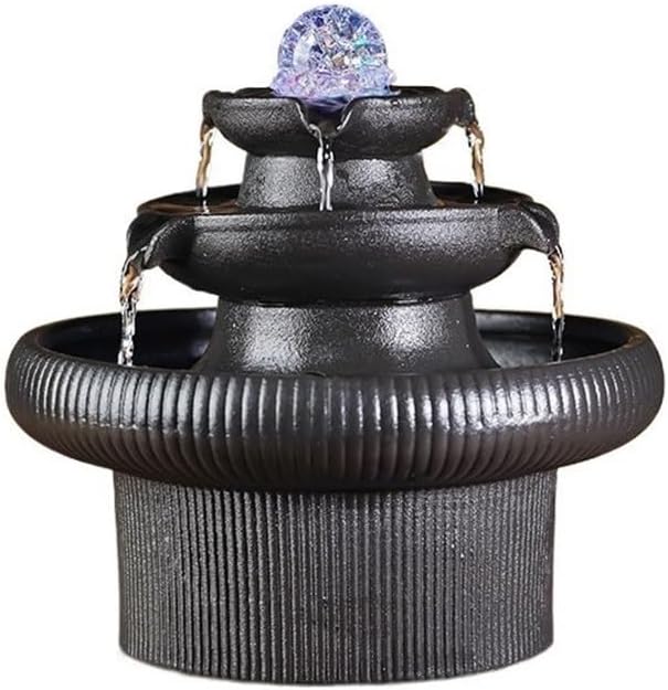 GLigeT Tabletop Fountain Creative Office Wealth Attraction Water Fountain Ornament Cycle Fish Tank Fountain Living Room Desktop Chinese Feng Shui Home Water Fountain Decor