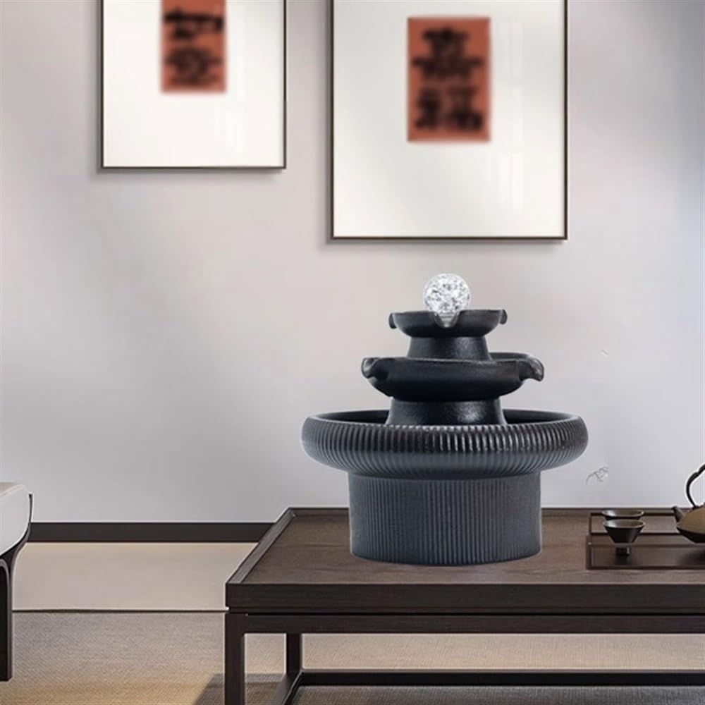 GLigeT Tabletop Fountain Creative Office Wealth Attraction Water Fountain Ornament Cycle Fish Tank Fountain Living Room Desktop Chinese Feng Shui Home Water Fountain Decor