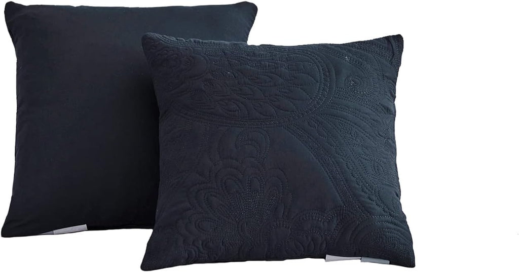 Oversized King Bedspread, Paisley Pattern Design, Lightweight Bedding Cover, Reversible, 5 Piece, 100% Microfiber, Navy Blue
