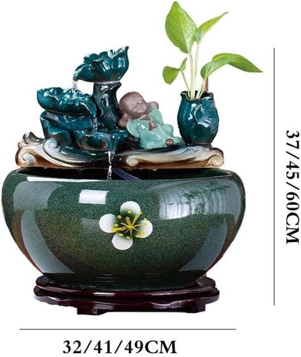Desktop Fountain Ceramic Fish Tank Tabletop Fountain for Indoor and Home Decoration Table Desk Office Patio(Medium)