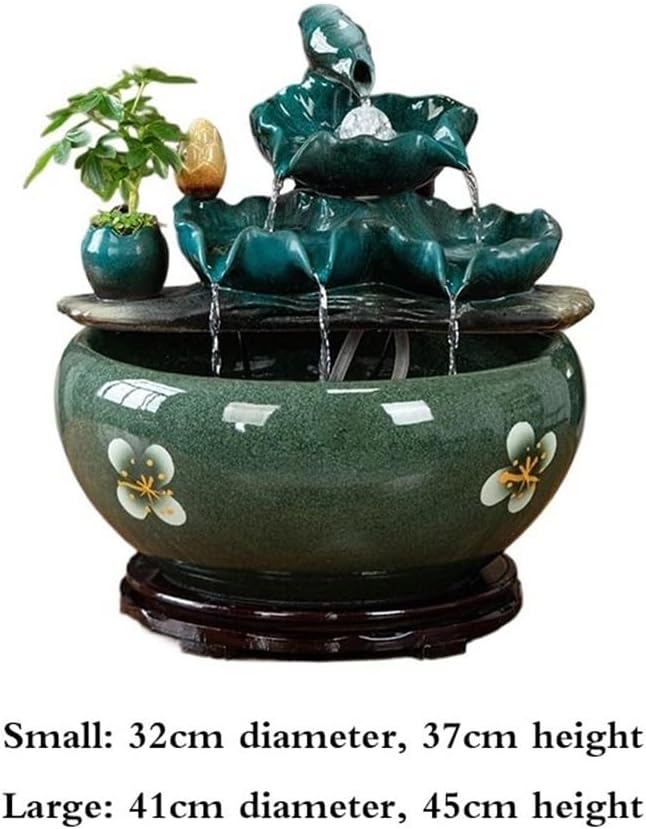 Indoor Waterfall Fountain Tabletop Fountains Ceramic Fish Tank Home Office Desktop Decorations for Meditation Relaxation,S