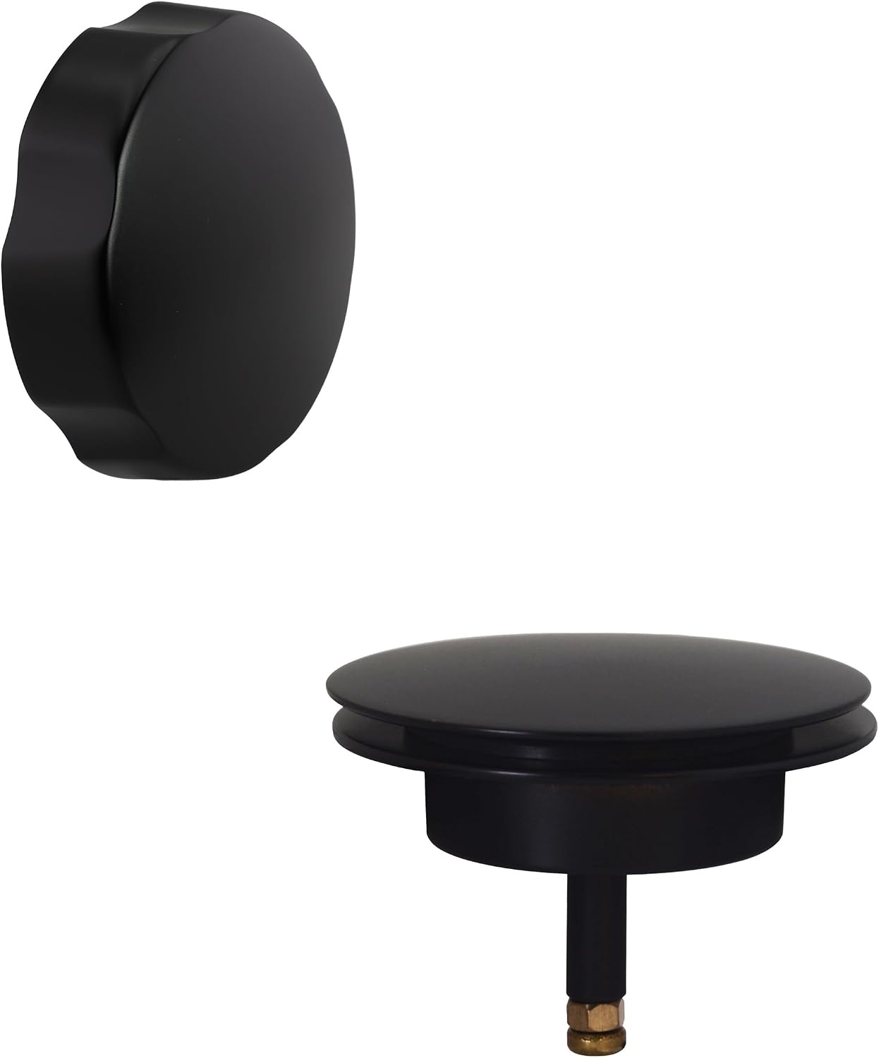 Westbrass A50A35-62 35' SCH. 40 ABS Cable Driven Bath Drain Trim Kit with Rotary Overflow Cover Knob and Pop-Up Stopper, Matte Black