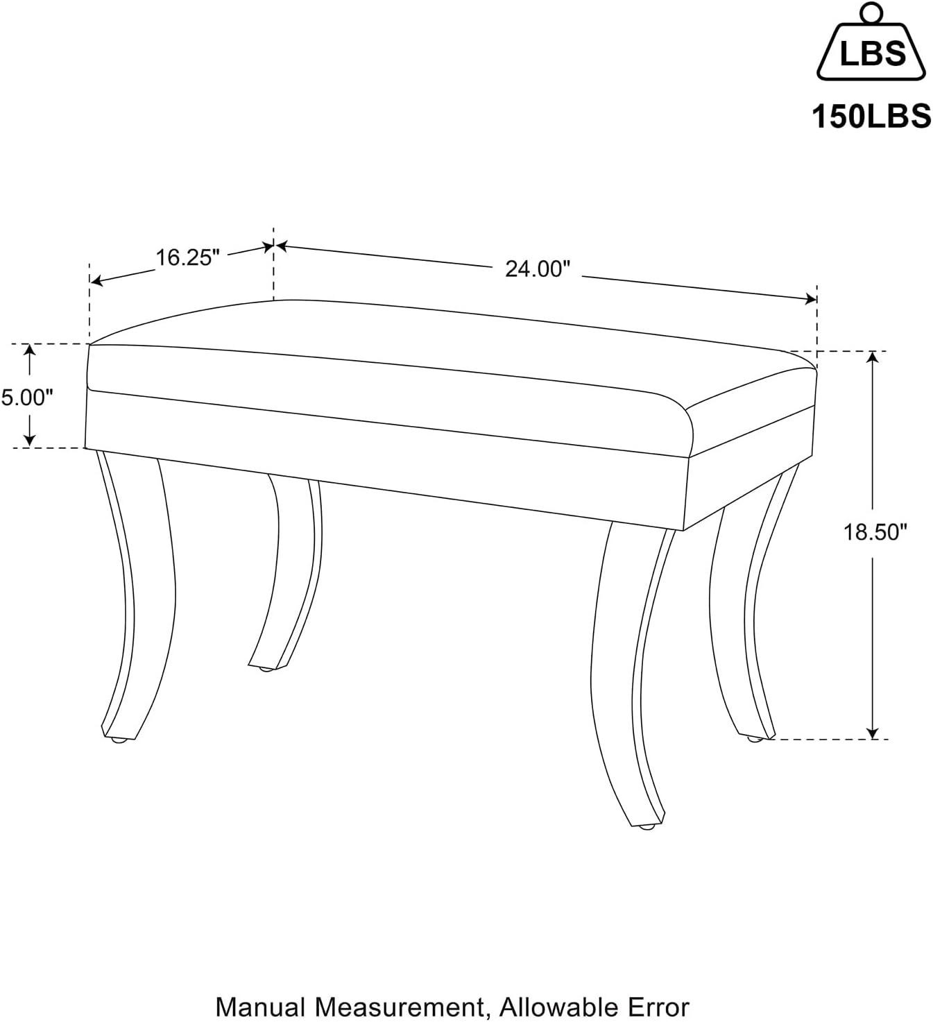 Glitzhome Ottoman Bench, White Faux Fur Ottoman Foot Rest, 24' L Modern Vanity Stool Chair with Acrylic Legs for Living Room Bedroom Entryway Makeup Bench End of Bed