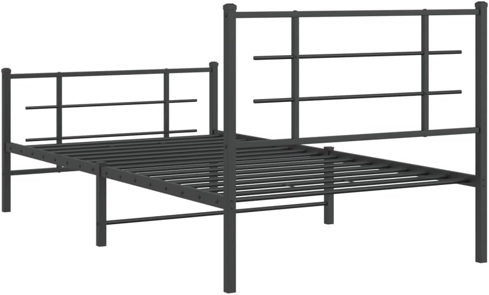 Metal Twin Bed Frame with Footboard Black 39.4'x78.7' Steel Platform Bed Base Underbed Storage Space for Bedroom Furniture