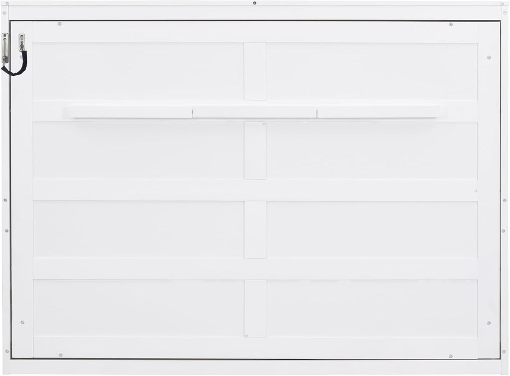 Merax Modern Farmhouse Solid Wood Murphy Bed Chest/Space Saving/Wood Slat Support/Queen,White