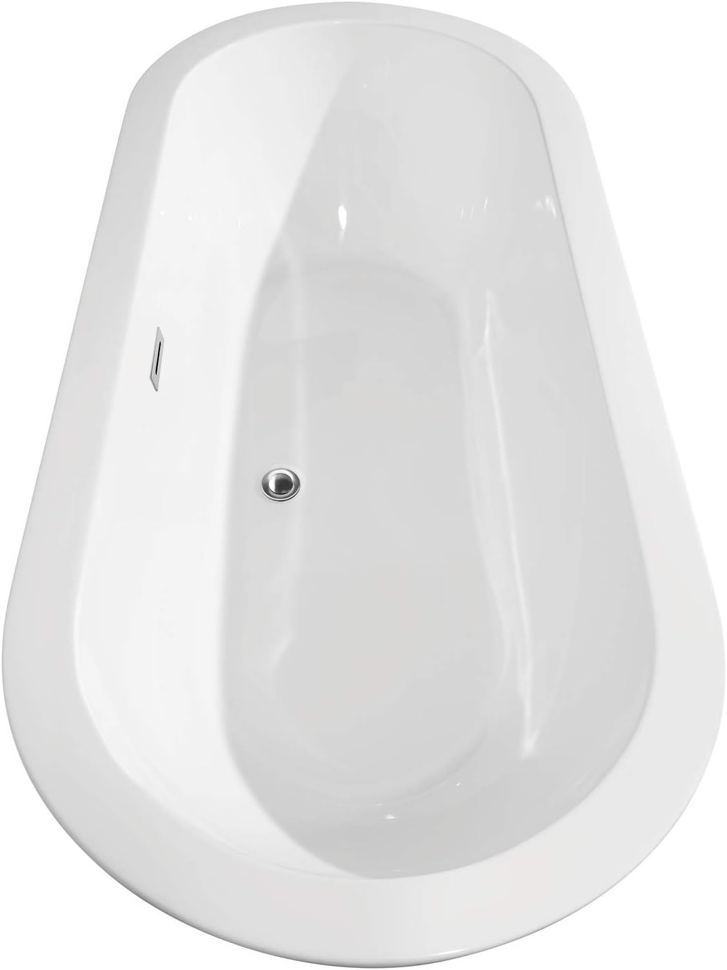 Soho 68 Inch Freestanding Bathtub in White with Polished Chrome Trim and Floor Mounted Faucet in Brushed Gold