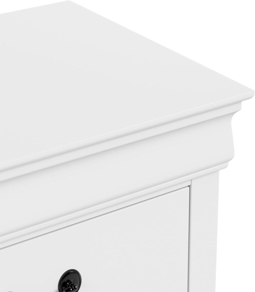 Furniture of America Arabella Traditional Solid Wood 5 Piece Bedroom Set with King Bed Frame, Nightstands, Dresser with Mirror, Storage and Organization, Bedframe Box Spring Needed, White