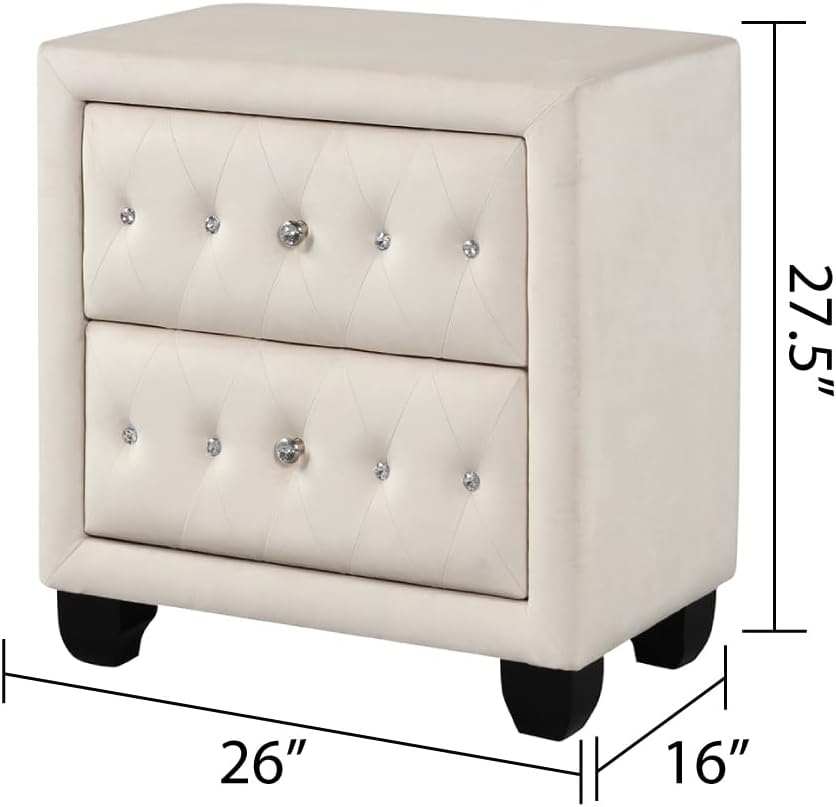 Generic King 5 Pc Bedroom Set Made with Wood in Cream