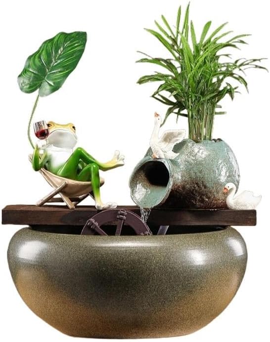 Tabletop Fountain Circulating Water Ornaments Fish Tank Pottery Fountain for Home Office Bedroom Tabletop Water Fountain