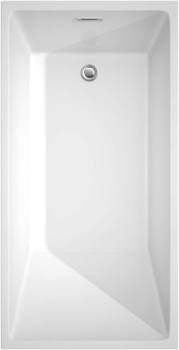 Wyndham Collection Hannah 59 inch Freestanding Bathtub for Bathroom in White with Polished Chrome Drain and Overflow Trim